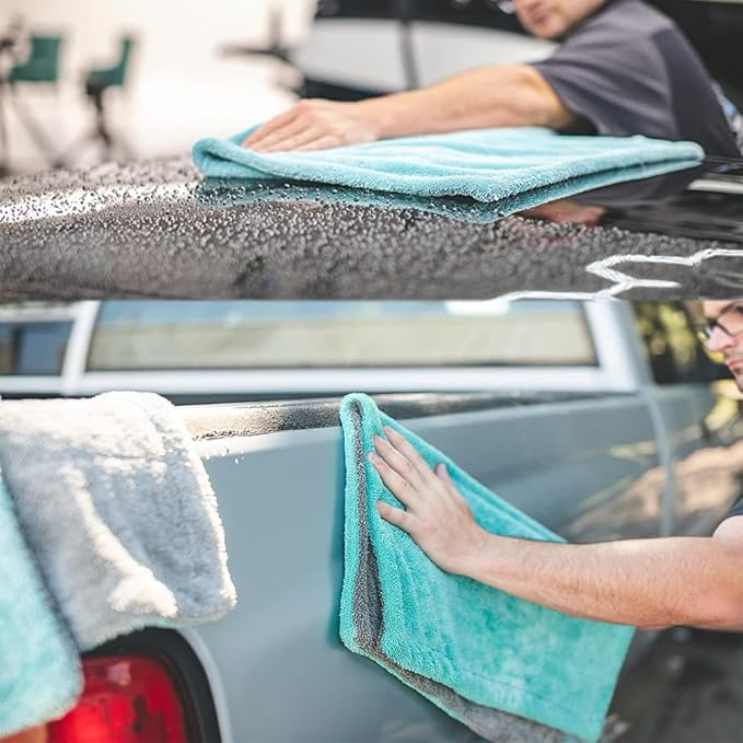 Twisted Loop Microfiber Cloth for Car Cleaning (60cm x 40cm, Grey-Blue, 1 Pc) - Image 2