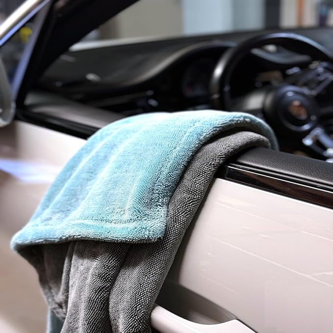 Twisted Loop Microfiber Cloth for Car Cleaning (60cm x 40cm, Grey-Blue, 1 Pc) - Image 3