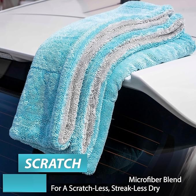 Twisted Loop Microfiber Cloth for Car Cleaning (60cm x 40cm, Grey-Blue, 1 Pc) - Image 4