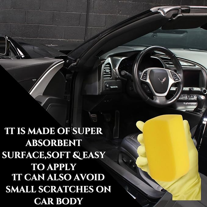 Car Yellow Sponge, Highly Absorbent & Durable (Pack of 2) - Image 5