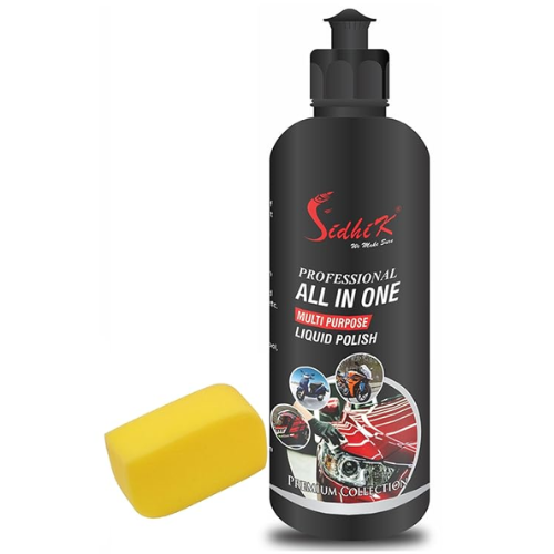 All-in-One Multipurpose High Gloss Liquid Polish for Car, Bike, Scooter, Home & Office (500ml with Sponge Pad)